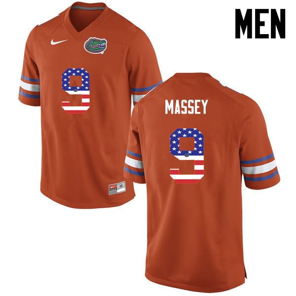 Men's NCAA Florida Gators Dre Massey #9 Stitched Authentic USA Flag Fashion Nike Orange College Football Jersey BXU8165OW